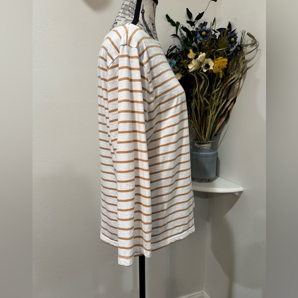 J Crew Striped White and Gold Women's Top size Medium - Picture 2 of 5